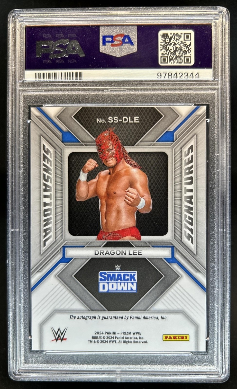 2024 Panini Prizm WWE Dragon Lee Sensational Signatures Auto #SS-DLE PSA 10 view 2