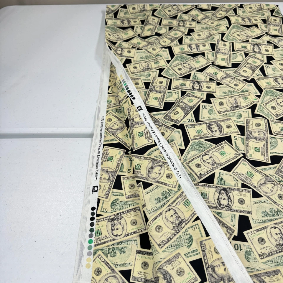 Tela ETJ dólares negros placeres y pasatiempos acolchado algodón 44x138 5211 Foto 4 de 4