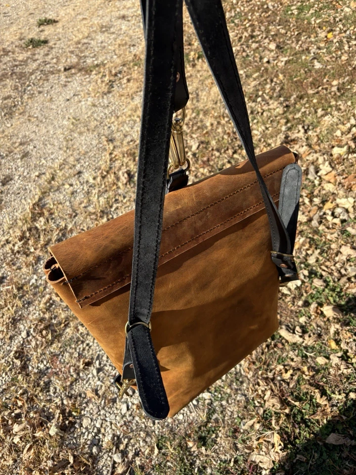 Brown Leather Backpack Trail Outdoors Camping Hiking - Image 4 of 4