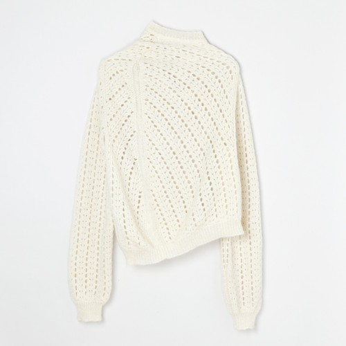FW18 Jil Sander Ecru Mohair Silk Blend Twisted Open Knit Sweater DE42