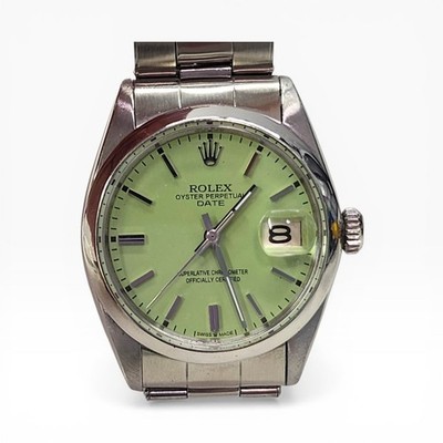Rolex Date 34mm Green Pistachio Dial Steel Oyster Automatic Watch 1500 Year 1965