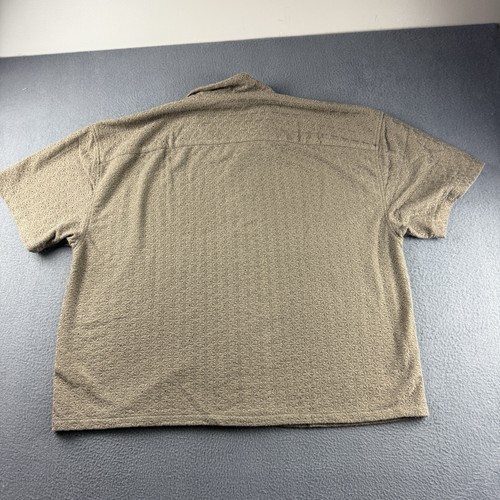 Camisa Abercrombie & Fitch Para Hombre 2XL Marrón Cuello de Campamento Recortada Verano Playa NUEVA - Imagen 2 de 10