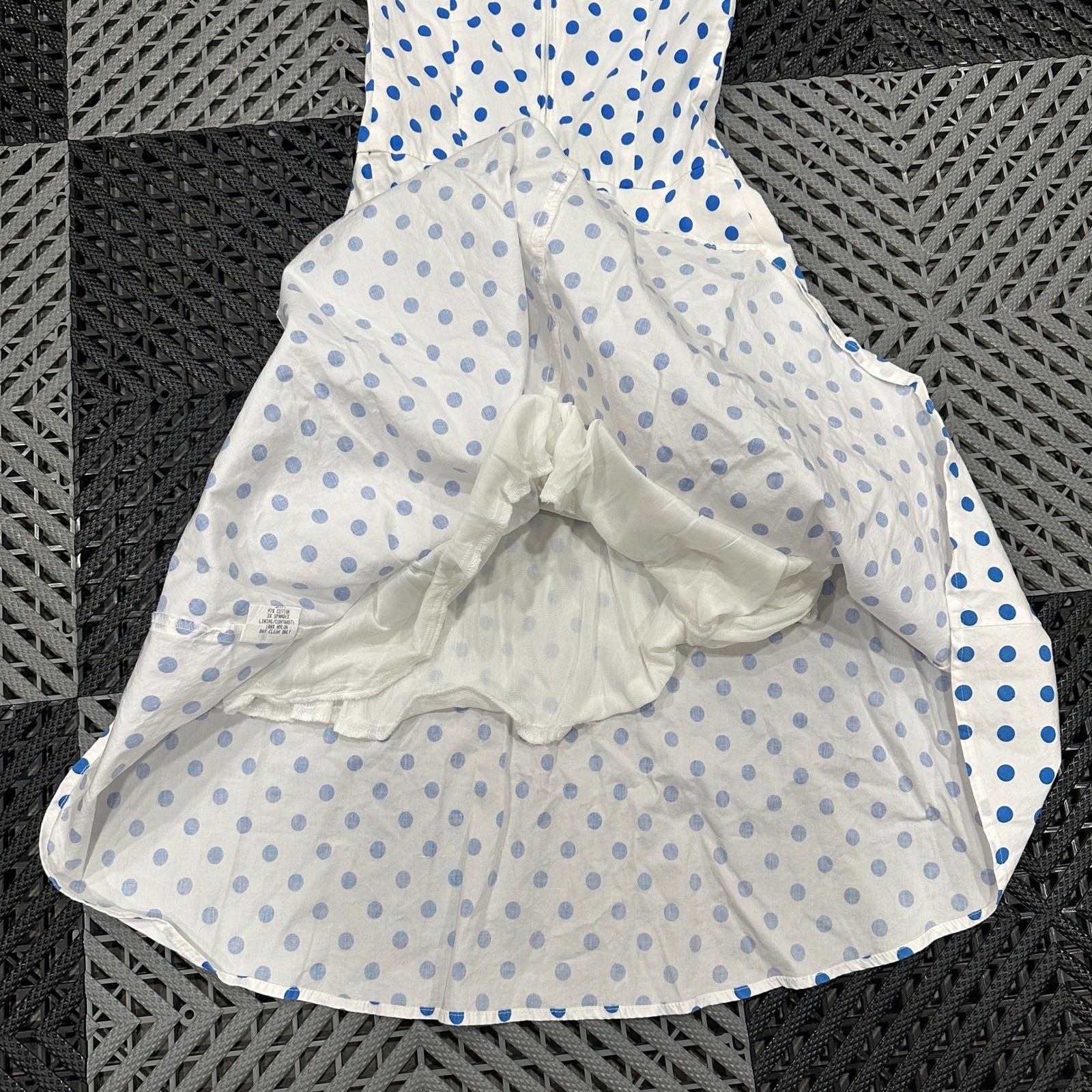 Ruby Rox White Blue Polka Dot Strapless Midi Dres… - image 8