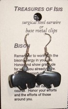 Snowflake Obsidian & Hematite Bison Earrings, pierced, NEW