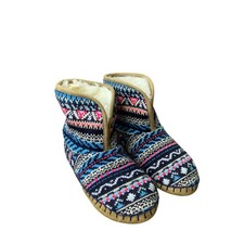 American Eagle Booties Slippers Womens Fair Isle Faux Fur Cozy Comfy Size 7/8