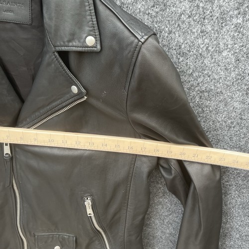 All Saints Mens MILO Leather Biker Jacket Large Rock Allsaints Lamb Leather - Picture 20 of 24