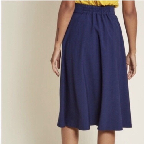 Modcloth Intelligent Involvement Blue Navy Midi Skirt Size M NEW - Picture 8 of 10