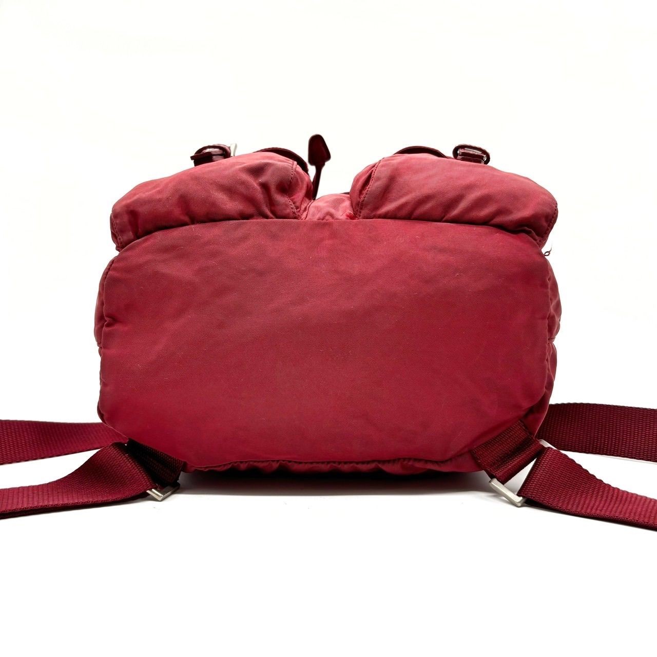 PRADA Red Nylon Backpack Bag Triangular Logo Silv… - image 5