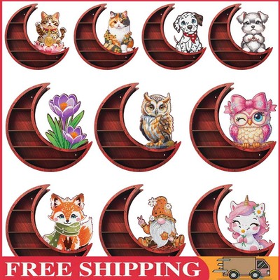 Creative Lunar Design Diamond Painting Wooden Shelf for Home Decoration Design