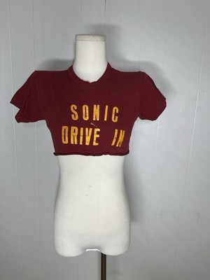 Vintage 1970s Sonic Drive In #7 Tiny Cropped Babe Top Tee