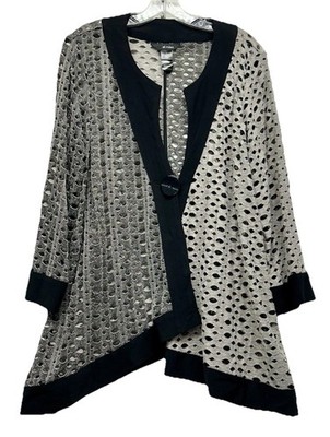 Ali Miles Women's Grey Large Button  3/4 Sleeve Polyester Blend Jacket Top (F1)