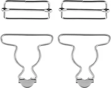 2PCS Jean Overalls Overall Buckles Adjustable Bib Clips No-Sew Button Silver