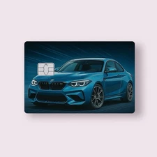 Modern Blue Fast Car Credit Card Sticker Debit Skin Decal Cover