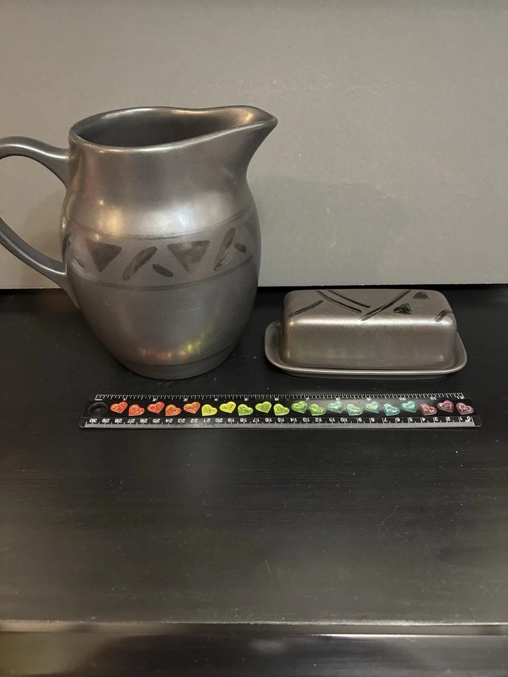 Jarra de gres Pfaltzgraff vintage Midnight Sun 8 pulgadas/1 palo plato de mantequilla Foto 3 de 4