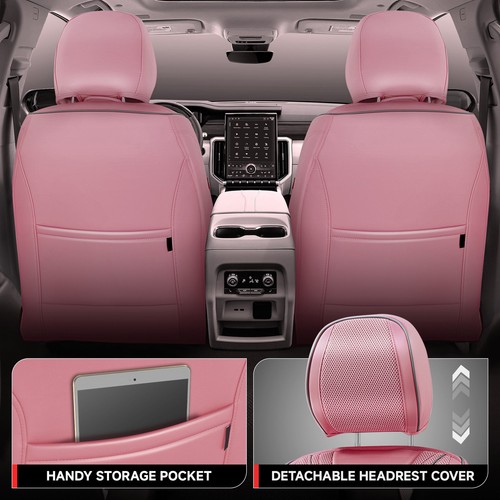 Diamond Series Fabric Leatherette Full Set Seat Covers Cushion Protector Pink - Picture 5 of 11