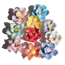 10 Pieces Iridescent Ceramic Blossom for Mosaic Crafts, Mixed Bright Color Po...
