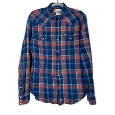 Gap 1969 Plaid Shirt Pearl Snap Button Womens Size M Slim Fit Western Rodeo