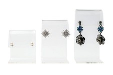 3 Pc Clear Acrylic Earring Display Stand Set Jewelry Showcase Countertop