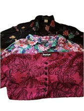 Lot Of 3 Vintage Made In USA Floral Rayon Tops Small/Medium Fit