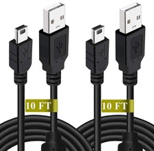 2 Pack 10ft PS3 Controller Charger Cable - Fast Mini USB Data Charging Cord for