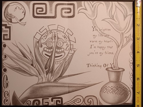 Prison art original By Artists Menace Title AZTECA AND MAYA G 2014... - Picture 8 of 8