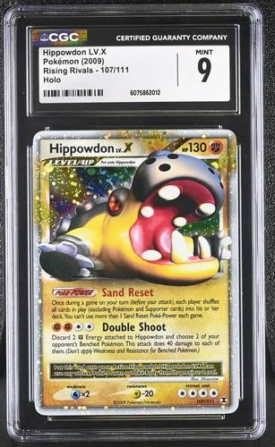 CGC 9 MINT Hippowdon LV.X 2009 Rising Rivals 107/111 Holo Pokemon Card
