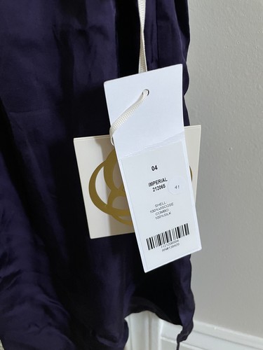 Etcetera NWT Deep Purple/Navy Sleeveless Tie Back Sheer Panel Silk Blouse Size 4 - Picture 5 of 8