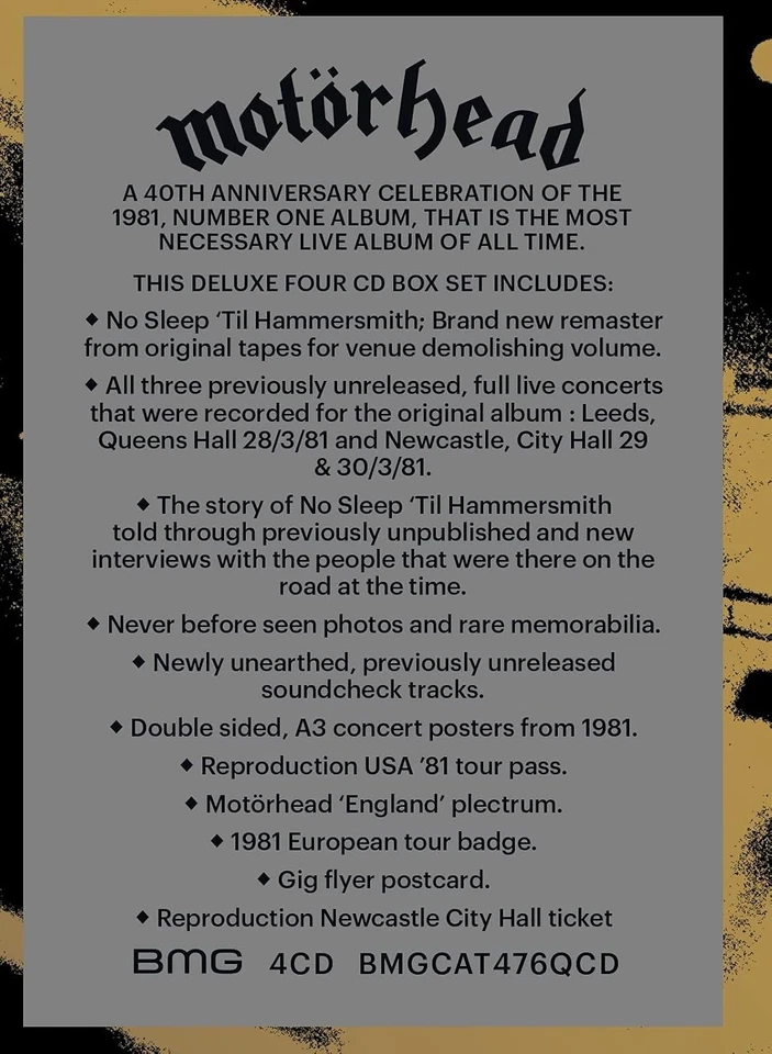 Motörhead No Sleep 'Til Hammersmith 4 CD Box Ltd. ED. NEU + OVP - Bild 4 von 4