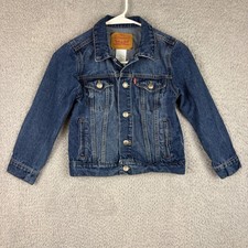 Levis Denim Jacket Kids 7 Blue Trucker Western Faded Snap Cowboy 100 Cotton