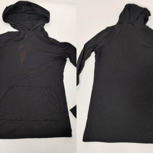 Commando Luxury Rib Knit Hoodie Long Sleeve Pullover Black Small S Flaw