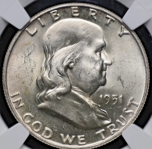 1951 D FRANKLIN HALF DOLLAR NGC MS 64 FULL BELL LINES GREAT WHITE SATIN LUSTER