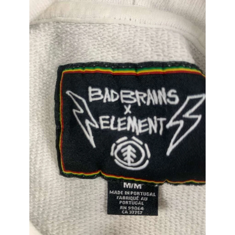 Element X Bad Brains Sudadera con Capucha Hombres M Blanco Pullover Bordado Gráfico Colaboración Con Capucha Foto 4 de 4