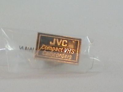 JVC Lapel Pin Pinback Compact VHSC Rectangular Gold  Black Ships from USA