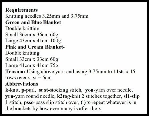 Strickmuster für 2 Puppen Decken passend für 10""-12"" & 14""-16"" Puppe, DK, KP620 - Bild 2 von 8