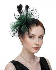 Women Fashion Kentucky Derby Fascinators Pillbox Cocktail 2-dark Green New