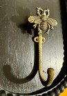 Bumble Honey Bee Wall Hook Antique-Gold Metal Finish 4.14" tall and 1.85"  wide