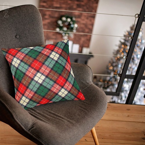 Xmas Christmas Cushion Cover with Plaid Pattern Red & Green | Double Sided - Picture 4 of 8