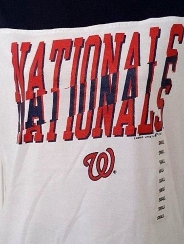 Camiseta blanca azul marino para mujer MLB Washighton Nationals Campus talla S y XL - Imagen 2 de 2
