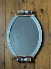 Vintage French Art Deco Chrome/Teak/Mirrored Glass Tray