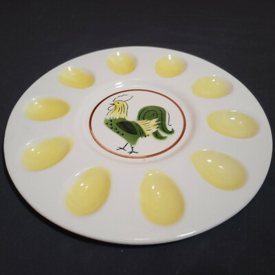 Deviled Egg Plate Serving Dish Rooster Ceramic 9.5 in.   Swanky Barn