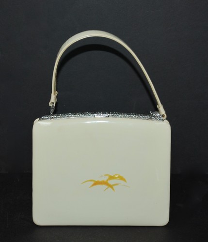 Japanische KIMONO GEISHA Handtasche Abendtasche Kyoto Braut Elfenbein Lackleder - Bild 3 von 7