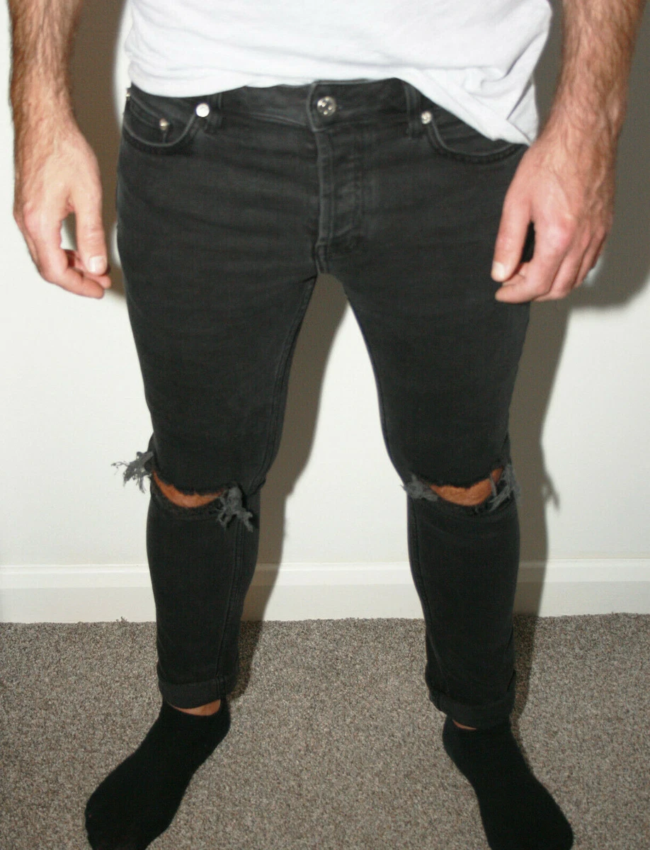 Topman black ripped jeans sales