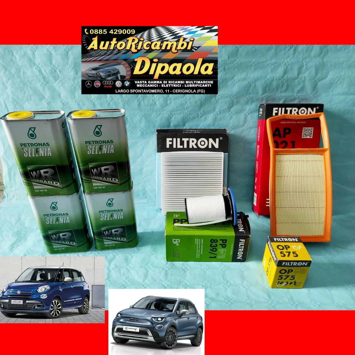 KIT 4 FILTRI 4 LT OLIO 5W40 TAGLIANDO LANCIA MUSA 1.3 MultiJet 70 Cv - Foto 7