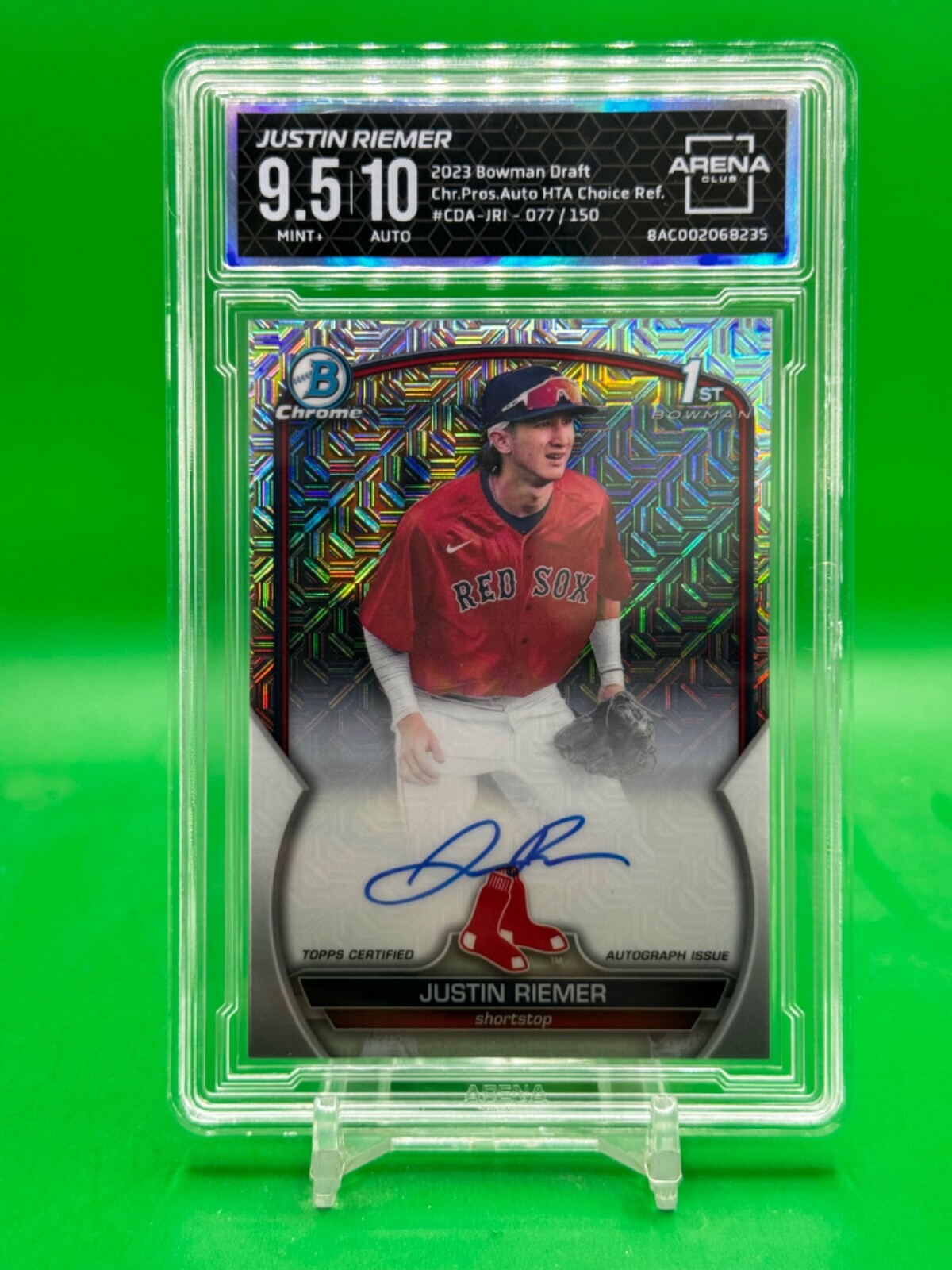 2023 Bowman Chrome Draft Justin Riemer HTA Choice 1st Auto #/150 AC 9.5 /10