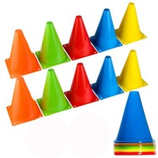 7 Inch Plastic Sport Training Traffic Cones- Set of 10, 5 Colors Orange/Yello...