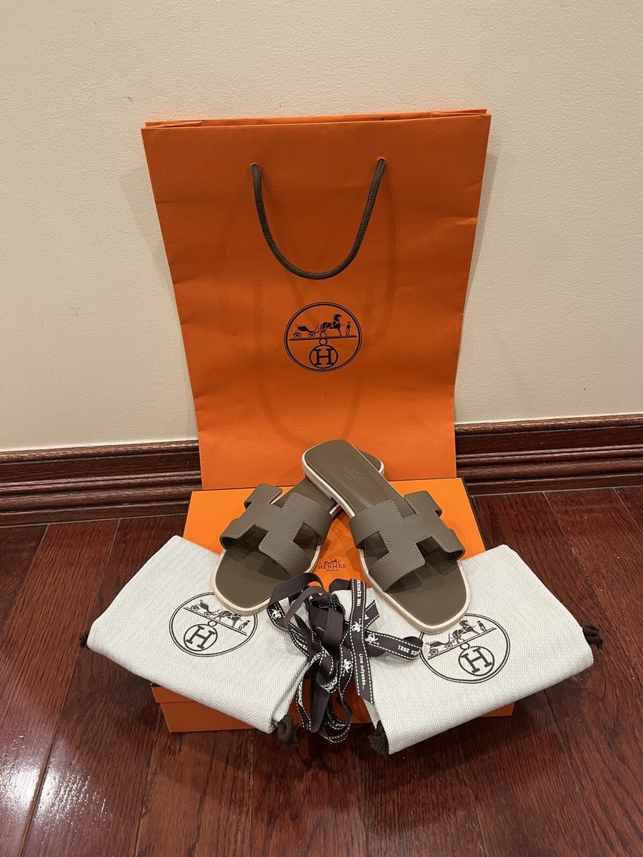 BNIB Hermes Oran Sandal in Epsom Calfskin Etoupe 36.5 | eBay
