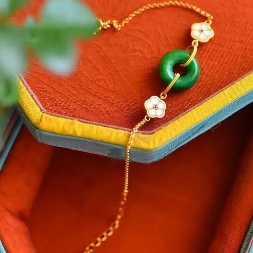 new ancient method gold craft natural Hetian jade bracelet elegant ladies jewelr - Picture 3 of 12