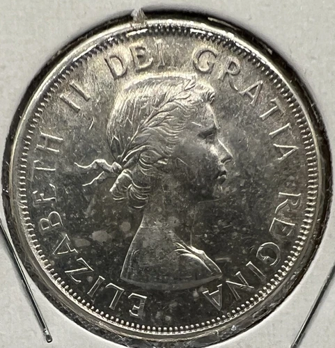1963 Canada 50 Cents Silver Coin - Elizabeth II Dei Gratia Regina AU