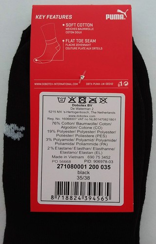 3 Pair Pack of Boys/ Girls, Quarter, Puma, Sports Socks, Size 2.5 - 5 UK - Picture 3 of 8