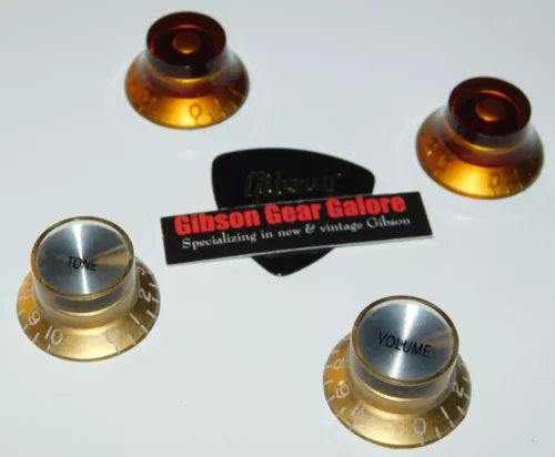 Epiphone Kirk Hammett 1959 Les Paul Knobs Set Gold Amber Guitar Parts SG Greeny